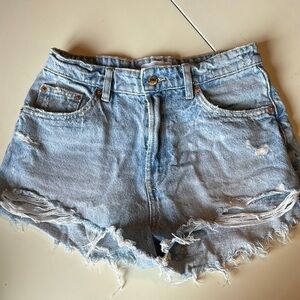 Zara Blue Jean Shorts High-Waisted Distressed